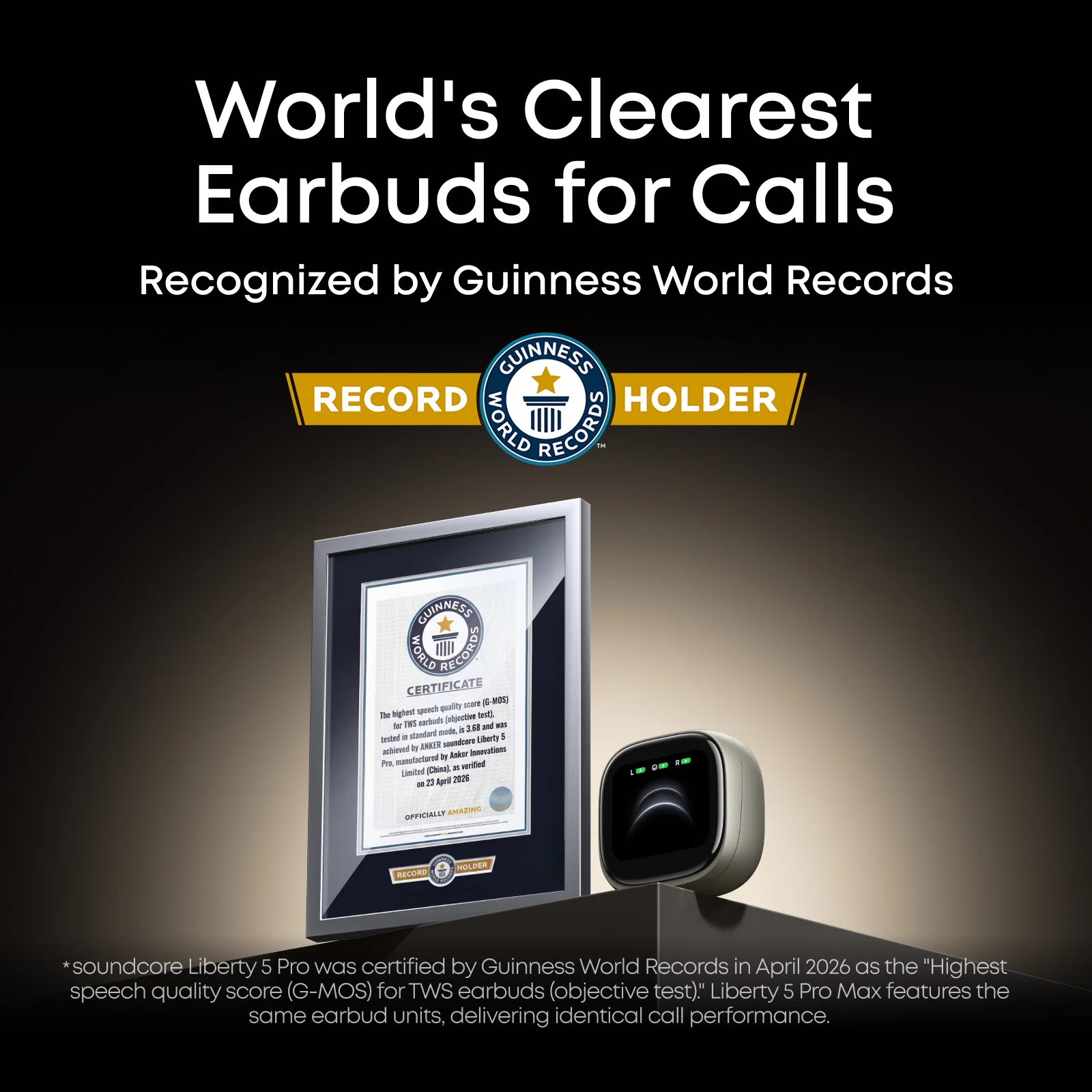 Anker Soundcore Liberty 5 Pro Max Golden (D1204HB1) – Premium True Wireless Earbuds with Advanced Noise Cancellation *(Pre-order between 25th June and 2nd July 2026 and receive an exclusive Anker Wireless Power Bank as a complimentary gift)* thumbnail 9