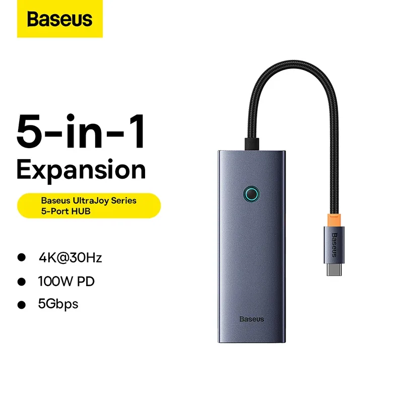 BASEUS ULTRA JOY SERIES 5 PORT HUB GRAY B00052801811 thumbnail 8