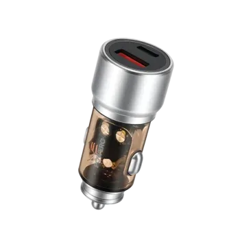 POWERO PLUS CRYSTA PD+QC DUAL PORT CAR CHARGER 48W GREY PR-CCPD55-GY