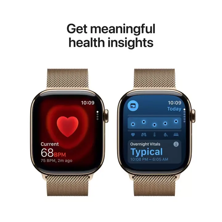 APPLE WATCH SERIES 11 GPS+CELLULAR 42MM GOLD TITANIUM CASE GOLD MILANESE LOOP MF8Y4 thumbnail 5