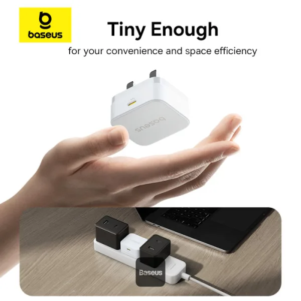 BASEUS PALM FAST CHARGER 1C 20W UK INCLUDE USB C USB C CABLE MOON WHITE  P1011160C213 thumbnail 3