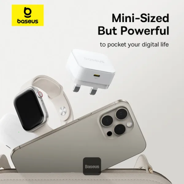 BASEUS PALM FAST CHARGER 1C 20W UK INCLUDE USB C USB C CABLE MOON WHITE  P1011160C213 thumbnail 6