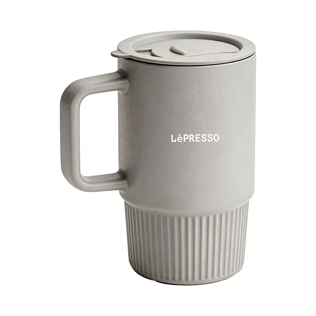 LEPRESSO GRIPOR PORCELAIN SUCTION CUP WITH CUP LID GRAY LPCFFGSC0054GY