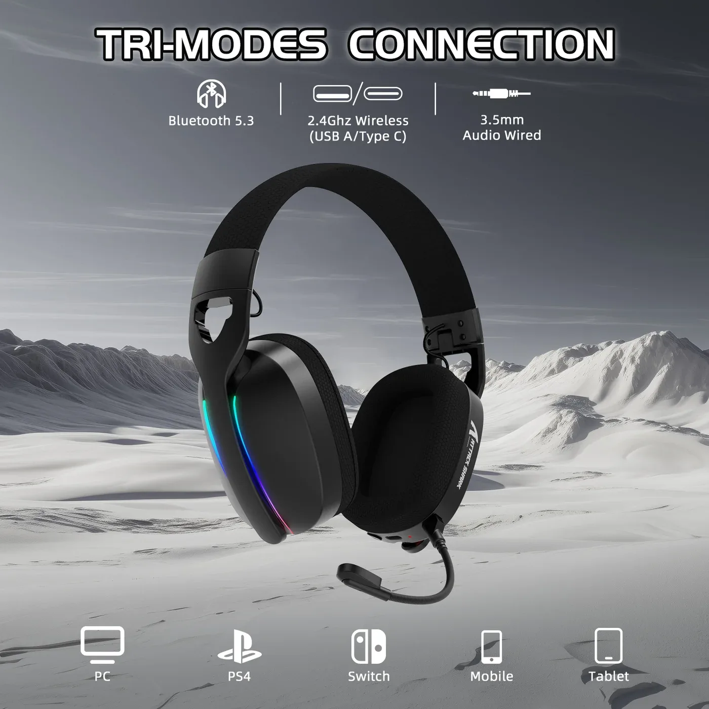 ATTACK SHARK L90 TRI MODE WIRELESS GAMING HEADSET BLACK thumbnail 9