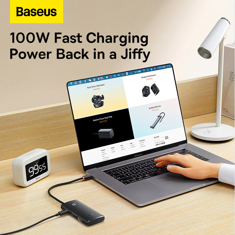 BASEUS LITE SERIES 6 PORT TYPE C HUB DOCKING STATION BLACK BS-0H019 thumbnail 18