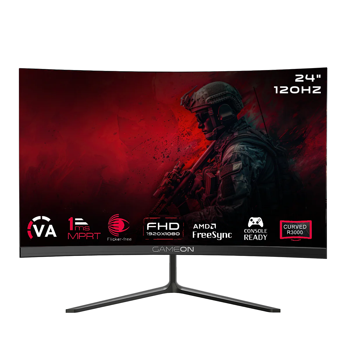 GAMEON 24-INCH CURVED FHD 120HZ 1MS HDMI 2.1 VA PANEL GAMING MONITOR GOC24F120VA