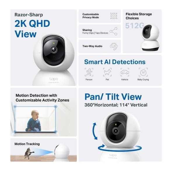 TP LINK PAN TILT HOME SECURITY WIFI CAMERA TAPO C220 thumbnail 3