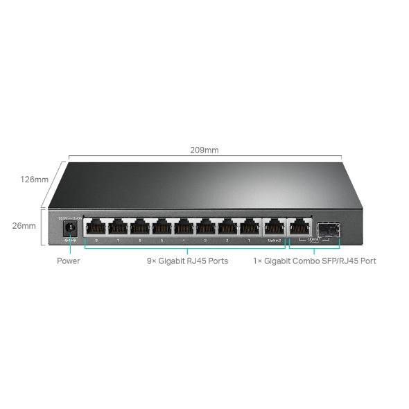TP-LINK 10 PORT GIGABIT EASY SMART POE+ SWITCH TL-SG1210MPE thumbnail 5
