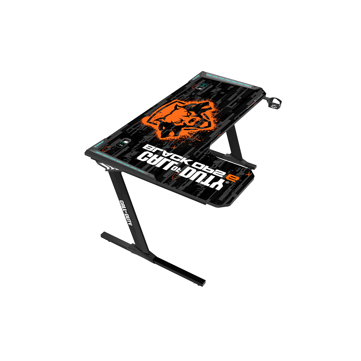 GAMEON CALL OF DUTY RGB FLOWING LIGHT GAMING DESK WITH TABLE MOUSE PAD BLKOPS6-RAPTOR-L thumbnail 9