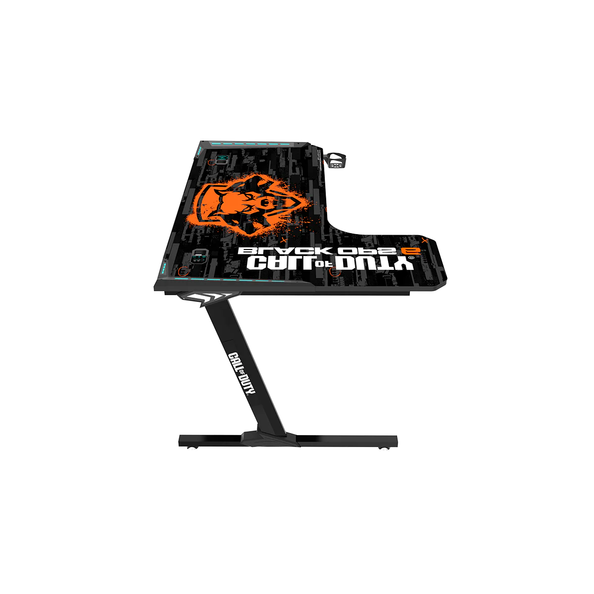 GAMEON CALL OF DUTY RGB FLOWING LIGHT GAMING DESK WITH TABLE MOUSE PAD BLKOPS6-RAPTOR-L thumbnail 8