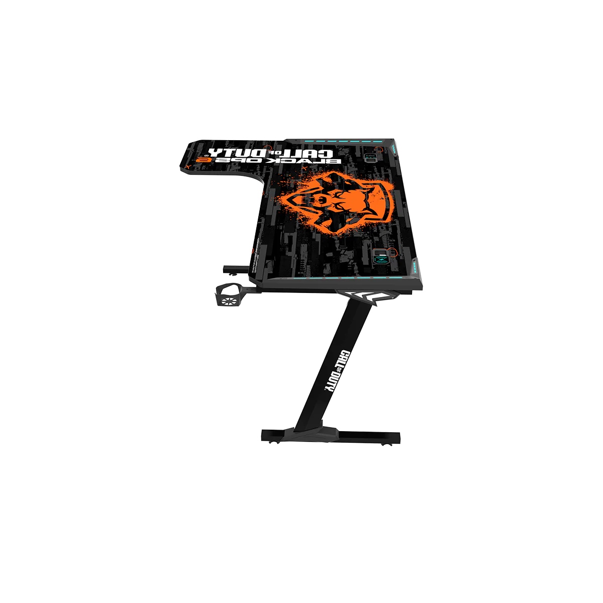 GAMEON CALL OF DUTY RGB FLOWING LIGHT GAMING DESK WITH TABLE MOUSE PAD BLKOPS6-RAPTOR-L thumbnail 7