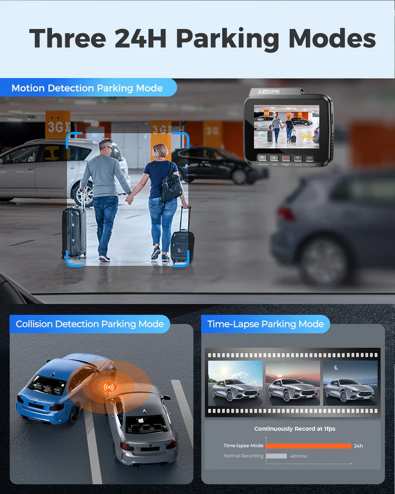 AZDOME 4K Front and Rear Dash Camera Kit with Wi-Fi, GPS, 64GB Memory Card - GS63H Pro thumbnail 8
