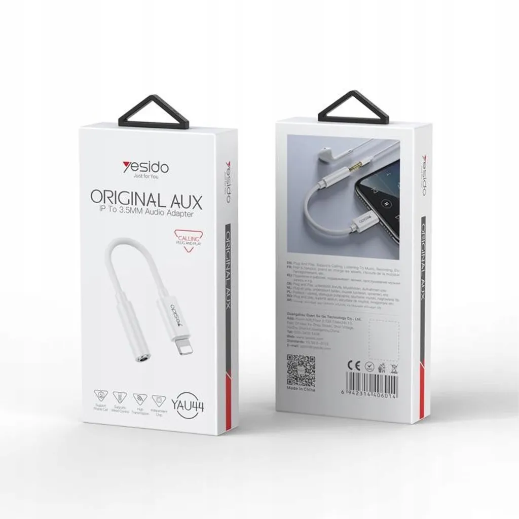 YESIDO LIGHTNING TO 3.5MM FEMALE AUX AUDIO CABLE 30CM WHITE YAU44 thumbnail 5
