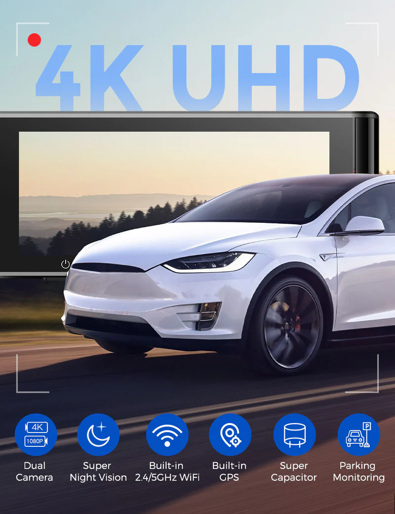 AZDOME 4K Front and Rear Dash Camera Kit with 3.19-Inch Screen - M550 Max thumbnail 10