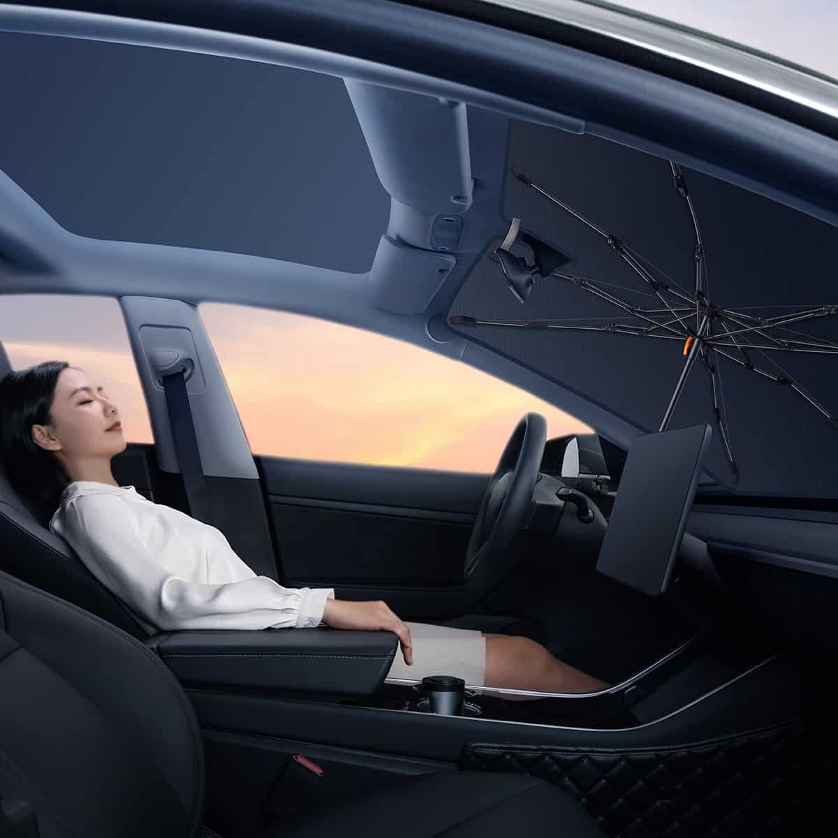 BASEUS COOLRIDE DOUBLED LAYERED WINDSHIELD SUN SHADE UMBRELLA PRO CLUSTER BLACK thumbnail 8