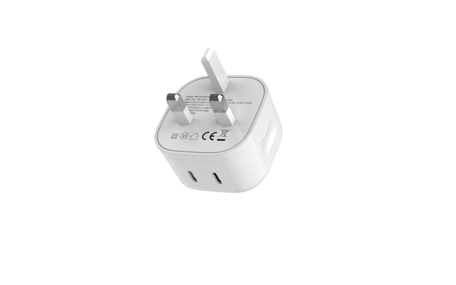 BLUPEBBLE 2 PORT PD GAN FAST CHARGER 45W WHITE BP-PD45GANUK-WH thumbnail 17