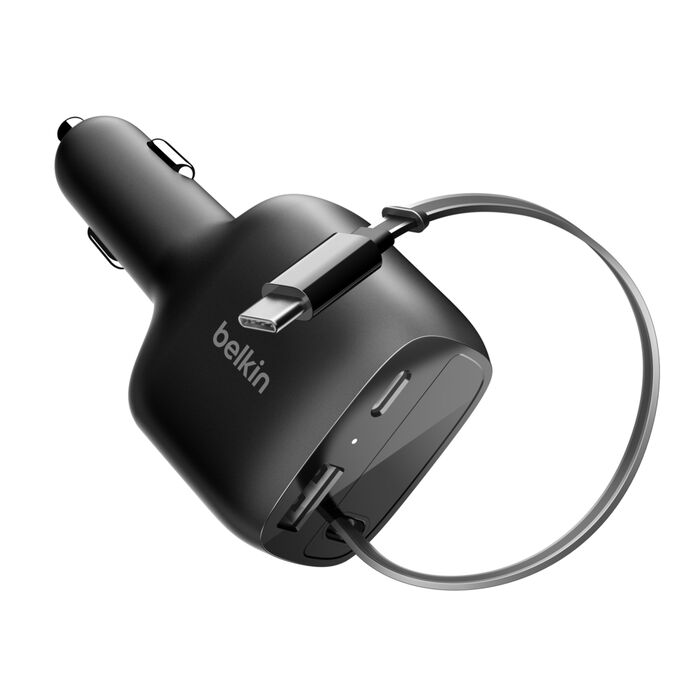 BELKIN BOOST CHARGE RETRACTABLE CAR CHARGER 75W BLACK CCC001HQBK thumbnail 6
