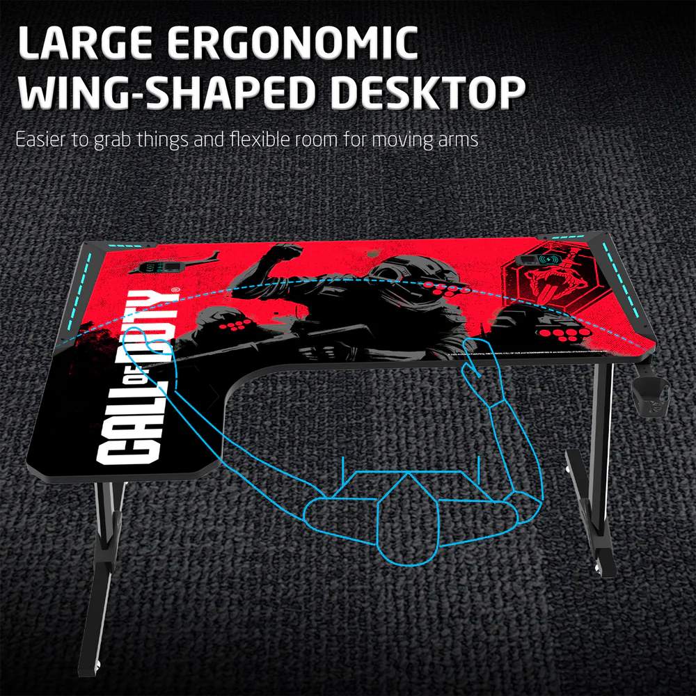 GameOn Phantom XL L-Shaped RGB Flowing Light Gaming Desk (Black/Red, COD-PHANTOMXL-L-01) - Stylish and Spacious Gaming Setup thumbnail 15
