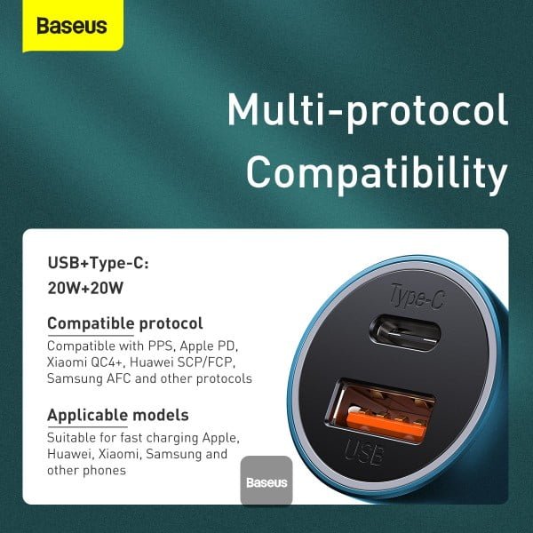 Baseus Golden Contactor Pro Dual Quick Car Charger - USB + Type-C 40W GC PRO CCJD thumbnail 17