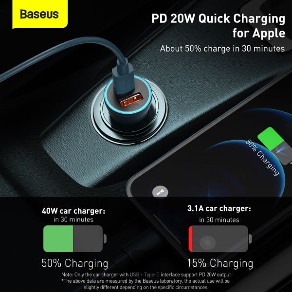 Baseus Golden Contactor Pro Dual Quick Car Charger - USB + Type-C 40W GC PRO CCJD thumbnail 14