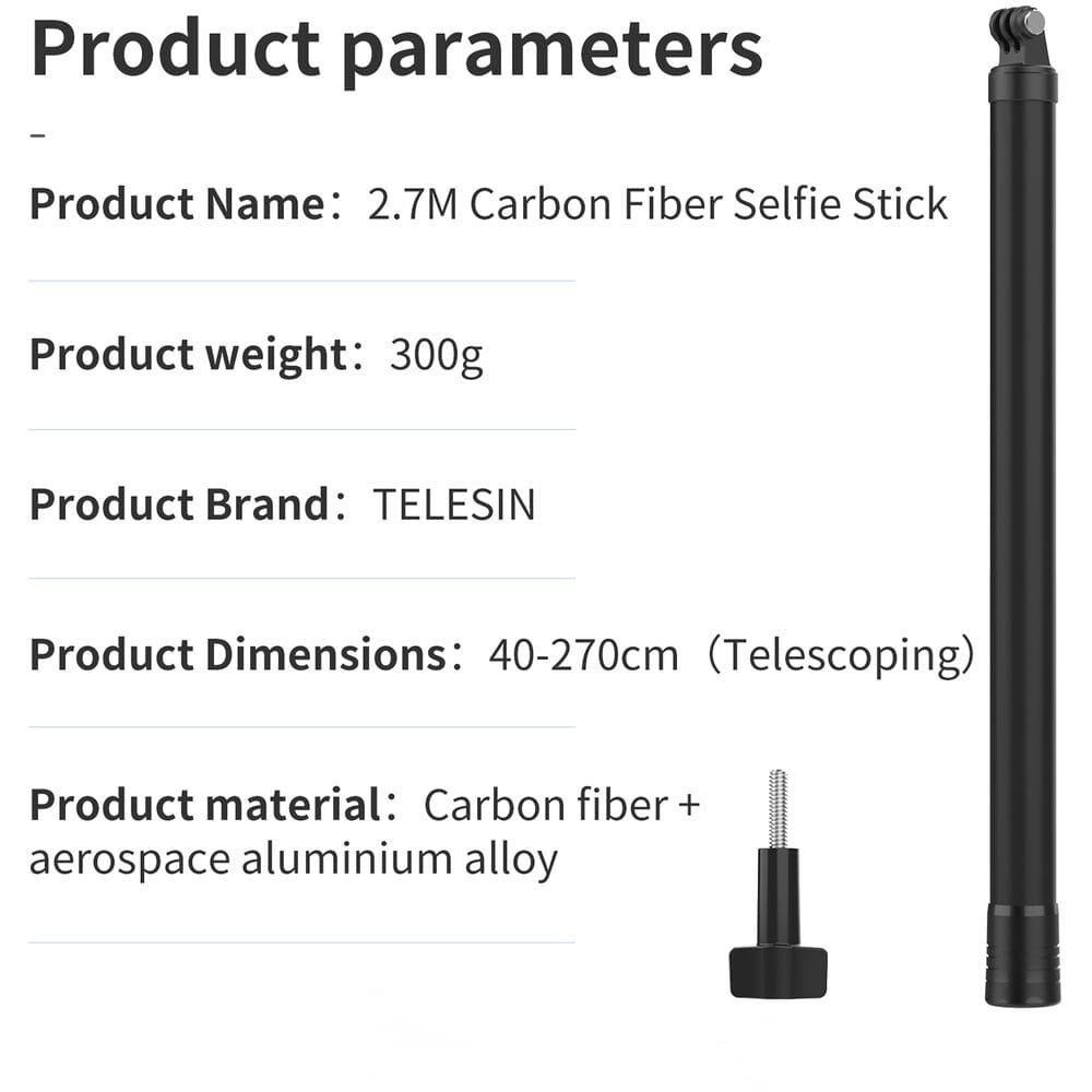 TELESIN 2nd Generation Carbon Fiber Selfie Stick GP-MNP-270-2: Capture Every Moment with Lightweight and Durable Design thumbnail 44