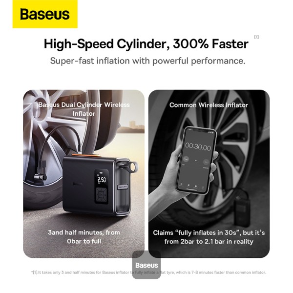 BASEUS ENERGY PUMP MEGA SERIES DUAL CYLINDER WIRELESS INFLATOR BLACK BS-CG007 thumbnail 10
