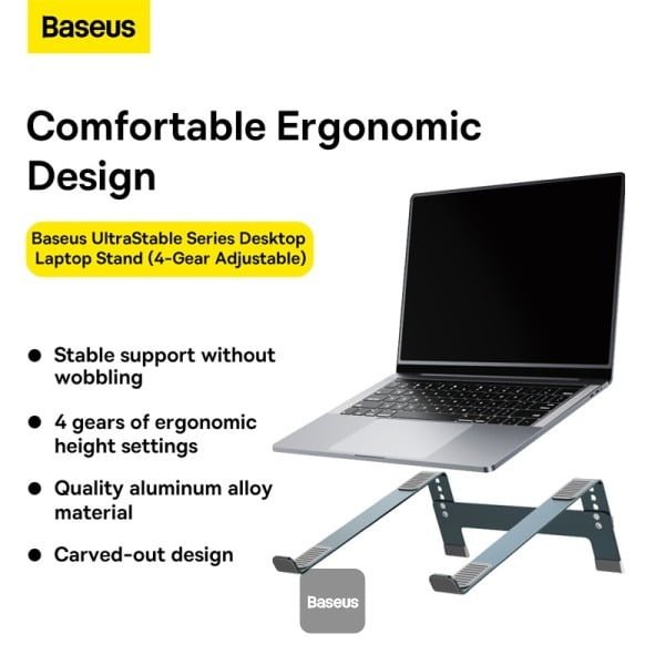 BASEUS ULTRASTABLE SERIES DESKTOP LAPTOP STAND 4 GEAR ADJUSTABLE SPACE GRAY thumbnail 14