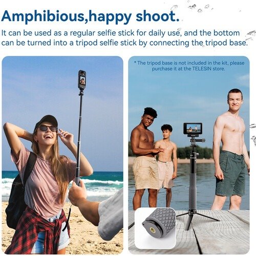 Capture Every Angle with the Telesin Aluminium Alloy Selfie Stick with Ball Head for Action Cameras - WSS-001 thumbnail 22