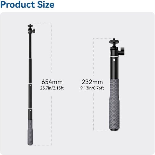 Capture Every Angle with the Telesin Aluminium Alloy Selfie Stick with Ball Head for Action Cameras - WSS-001 thumbnail 20