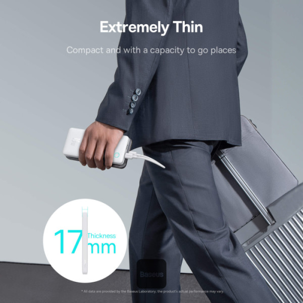 BASEUS AIRPOW LITE POWER BANK 10000MAH BIDIRECTIONAL FAST CHARGING 15W MOON WHITE PPAP10A thumbnail 7