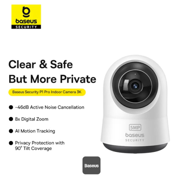 BASEUS SECURITY P1 PRO SERIES INDOOR CAMERA 3K UK MOON WHITE S0TV022133 thumbnail 20