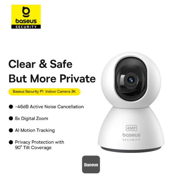 BASEUS SECURITY P1 SERIES INDOOR CAMERA 3K UK MOON WHITE S0TV012133 thumbnail 11