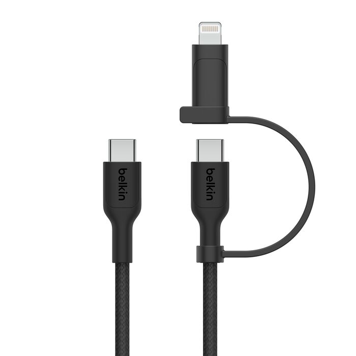 BELKIN BOOST CHARGE PRO 2 IN 1 CABLE WITH USB C AND LIGHTNING CONNECTOR 1.5M BLACK CAC003HQ1.5MBK