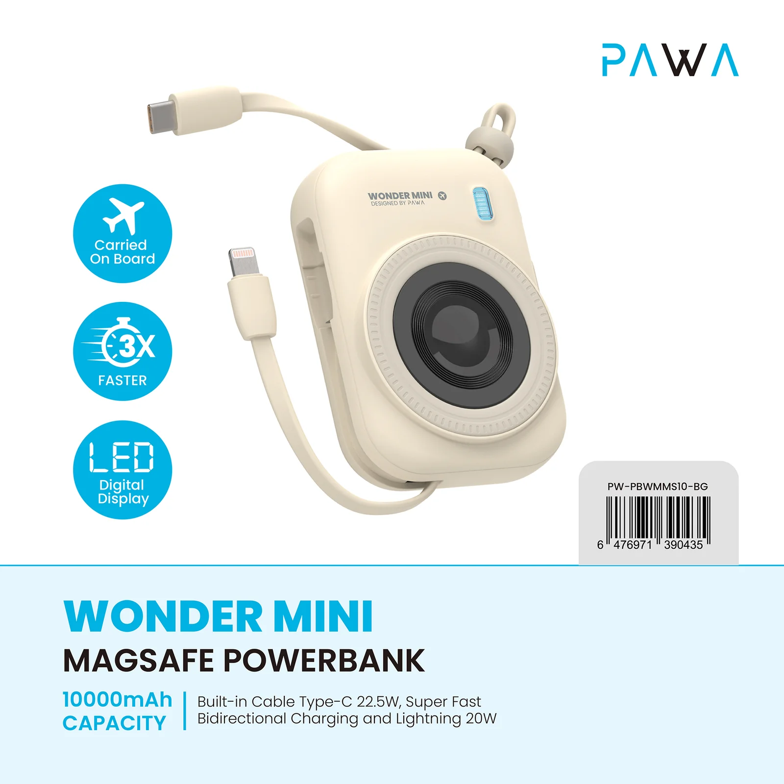 PAWA WONDER MINI 20000MAH MAGSAFE POWERBANK BLACK HW33D-BK thumbnail 3