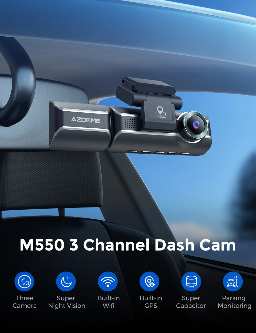 AZDOME 4K Front and Rear Dash Camera Kit with 3.19-Inch Screen, IR Night Vision, 24H Parking Mode - M550 thumbnail 19