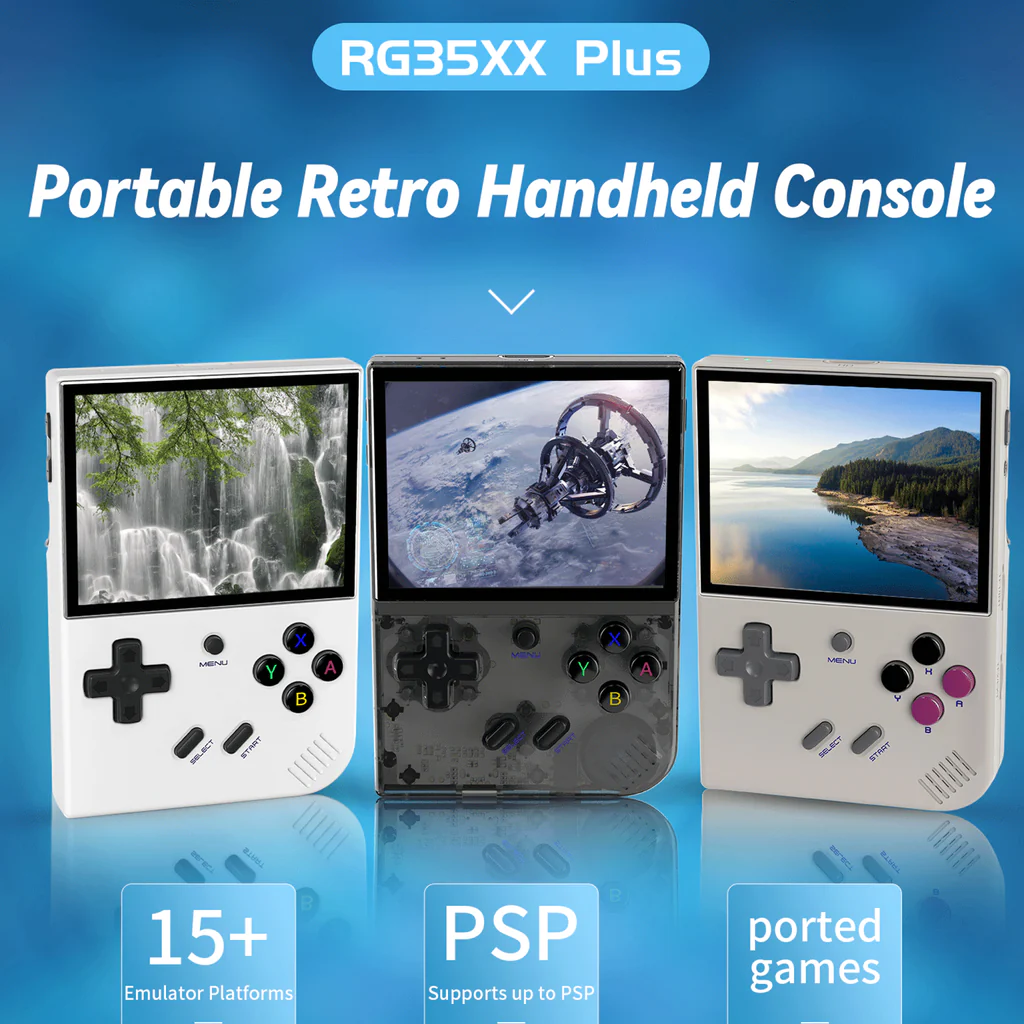 ANBERNIC RG35XX Plus Retro Handheld Game Player - 64-Bit, 64GB TF Card, 5K+ Classic Games, HD Output, Portable Gaming Console for Travel & Kids thumbnail 11