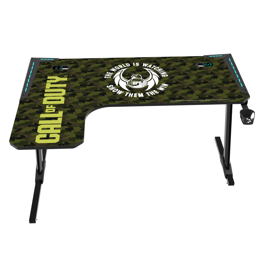 GameOn Phantom XL L-Shaped RGB Flowing Light Gaming Desk (Black/Green, COD-PHANTOMXL-L-02) - Dynamic and Spacious Setup for Gamers thumbnail 25