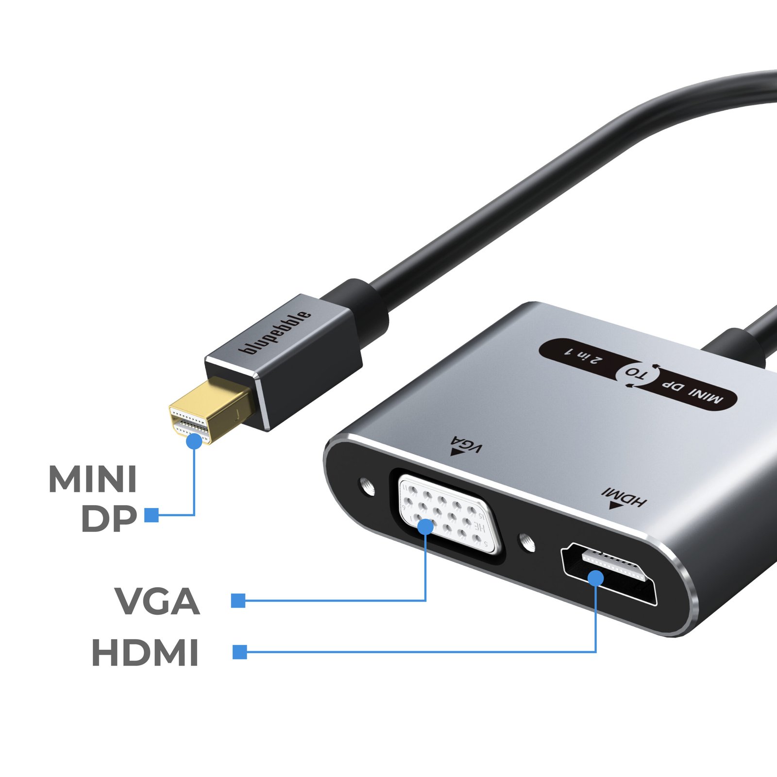 BLUPEBBLE MINI DISPLAYPORT TO HDMI +VGA 2-IN-1 ADAPTER BP-AV589-08GW0.2-SG thumbnail 12