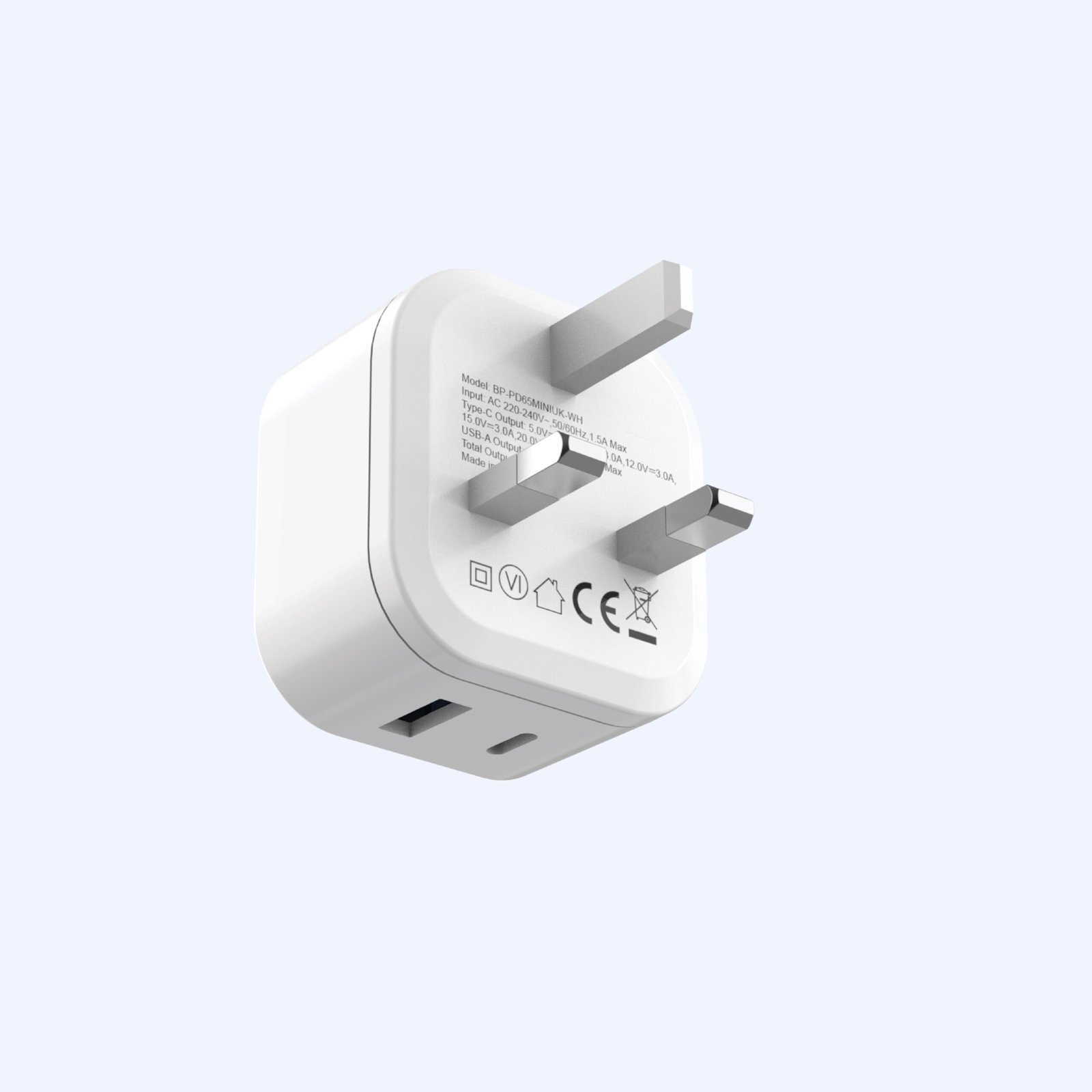 BLUPEBBLE 2 PORT PD GAN FAST CHARGER 65W WHITE BP-PD65GANUK-WH thumbnail 17