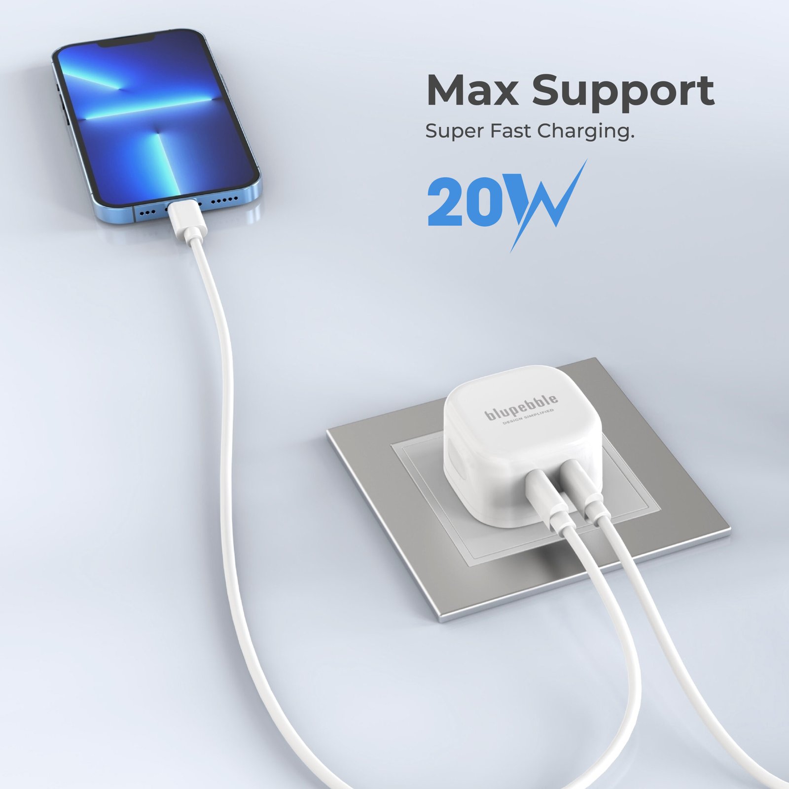 BLUPEBBLE 2 PORT PD GAN FAST CHARGER 65W WHITE BP-PD65GANUK-WH thumbnail 16