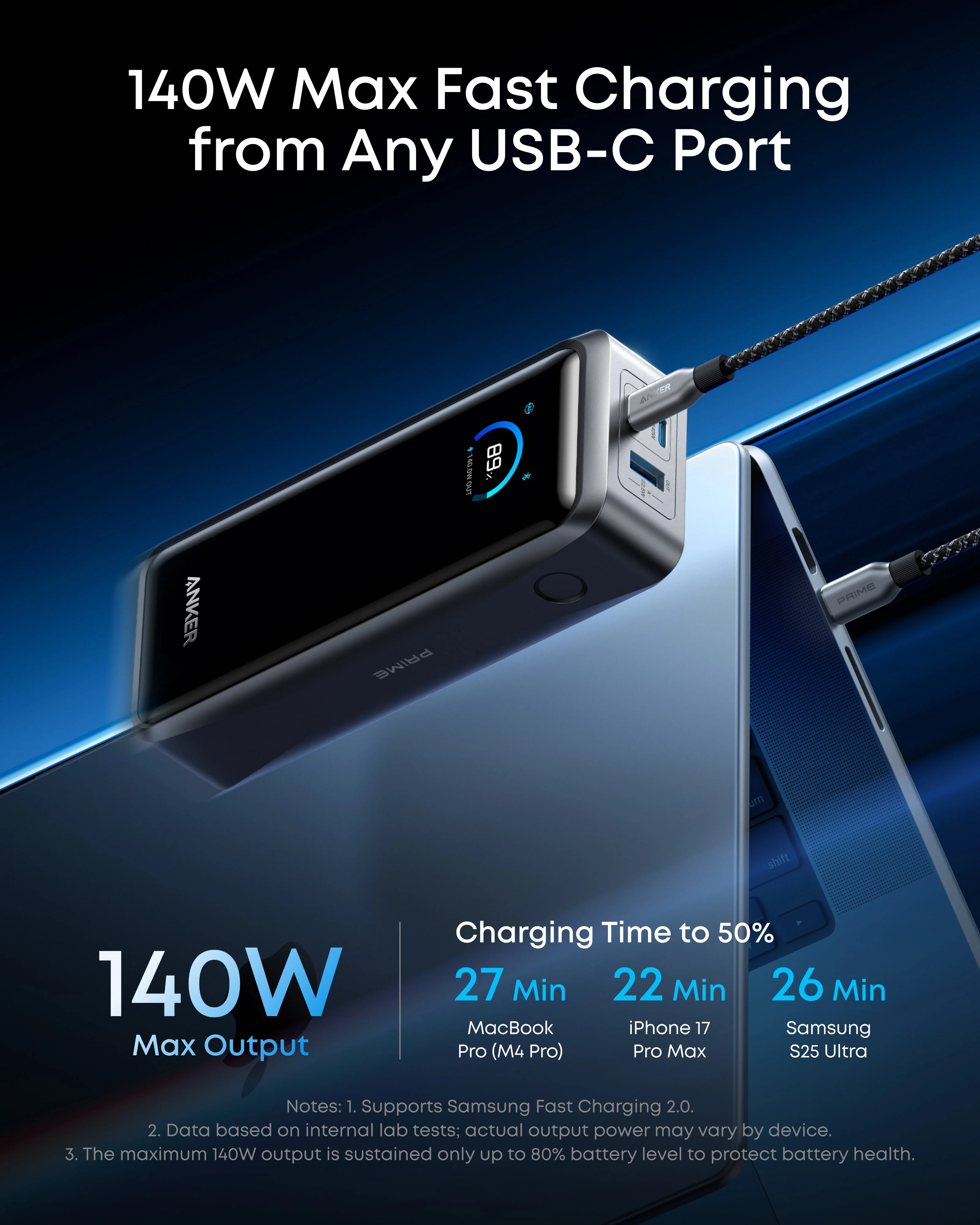 ANKER PRIME POWER BANK 26K 300W BLACK A110AH11 thumbnail 8
