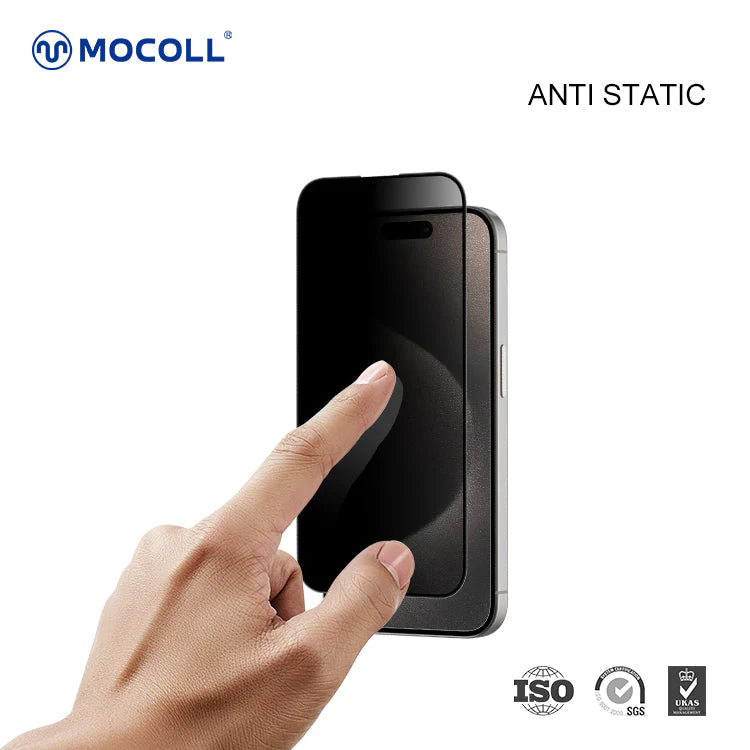MOCOLL IPHONE 15 PRO MAX 2.5D GLASS SCREEN PROTECTOR MATT BLACK thumbnail 7