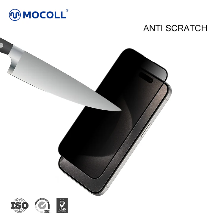 MOCOLL IPHONE 15 PRO MAX 2.5D GLASS SCREEN PROTECTOR MATT BLACK thumbnail 8