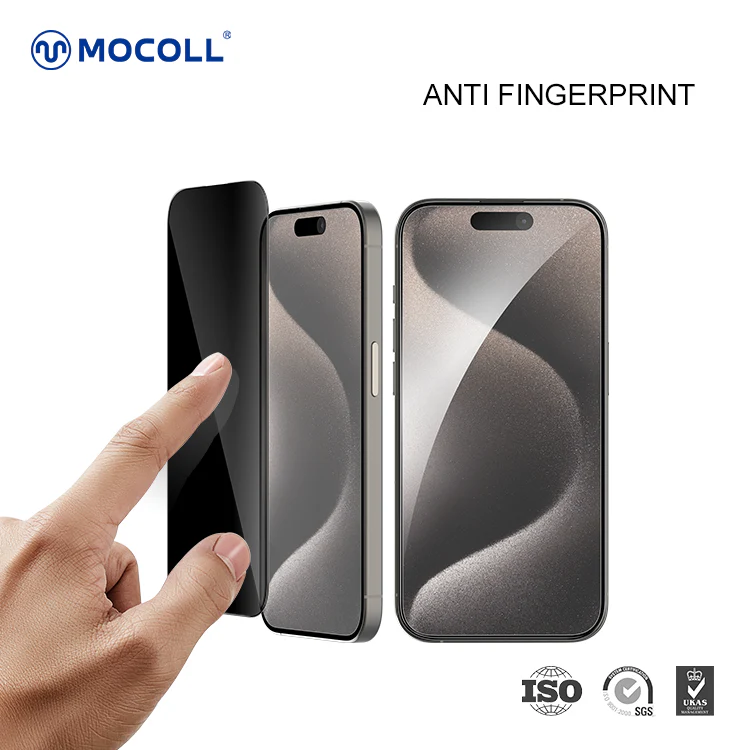 MOCOLL IPHONE 15 PRO MAX 2.5D GLASS SCREEN PROTECTOR MATT BLACK thumbnail 10