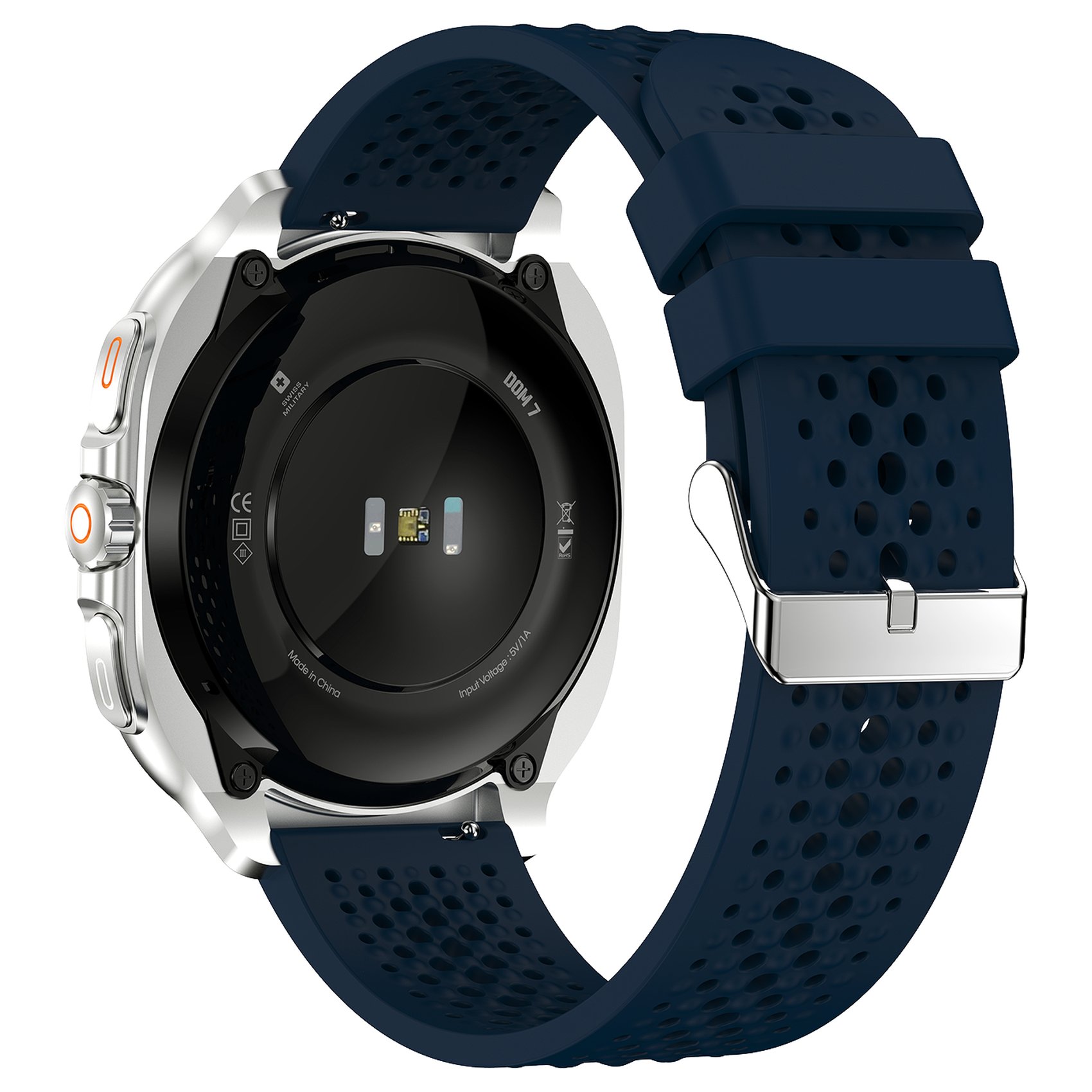 SWISS MILITARY DOM 7 SILVER FRAME WITH BLUE SILICONE STRAP SM-WCH-DOM7-SILF-BLUS thumbnail 7