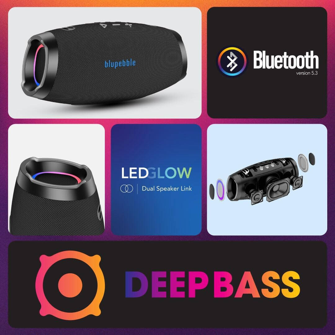 BLUPEBBLE THUNDERSPARK PORTABLE WIRELESS SPEAKER BLACK BP-TNDRSPRK-BK thumbnail 10