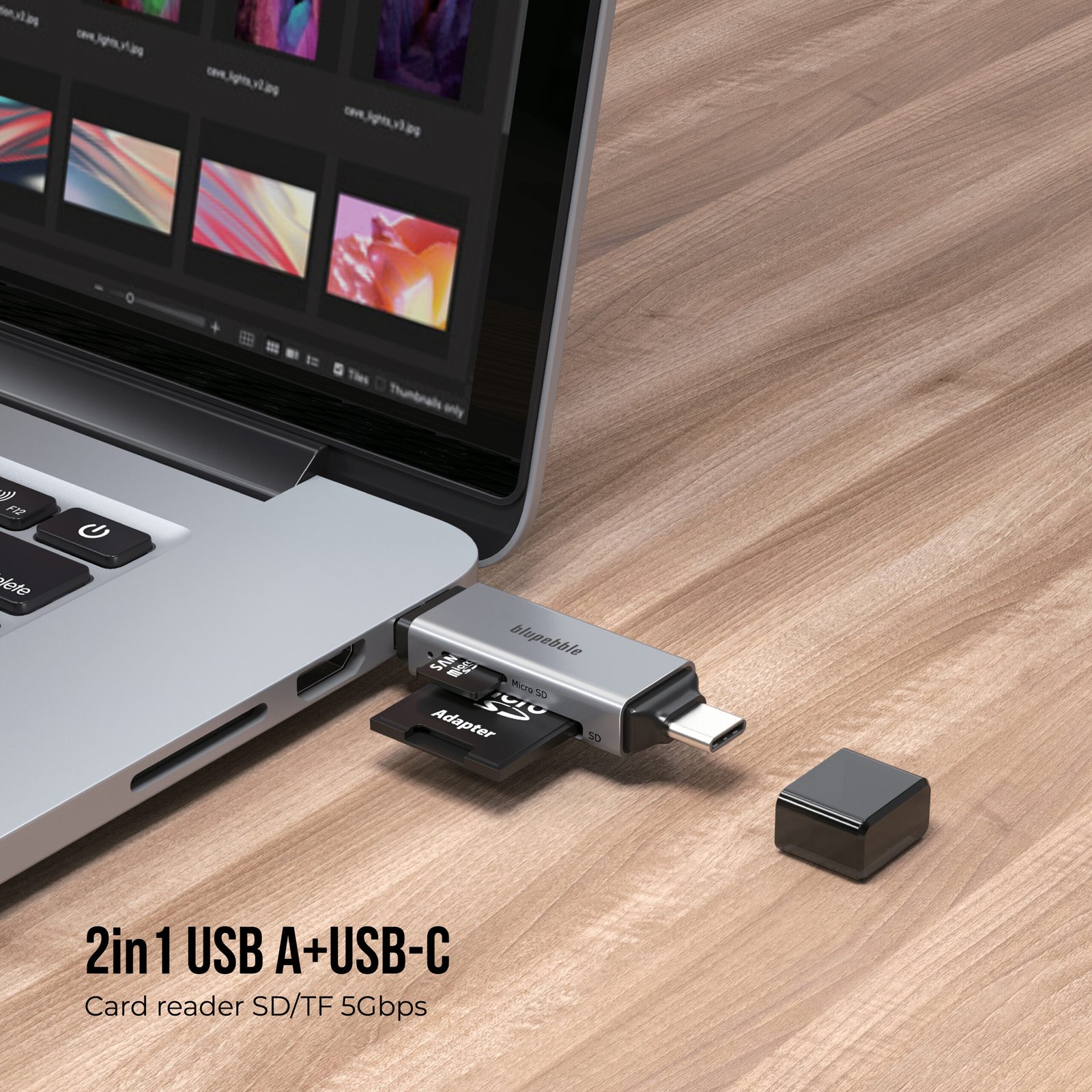 BLUPEBBLE USB3.0 A+USB TYPE C CARD READER BP-ACMCD2AG-GY thumbnail 9