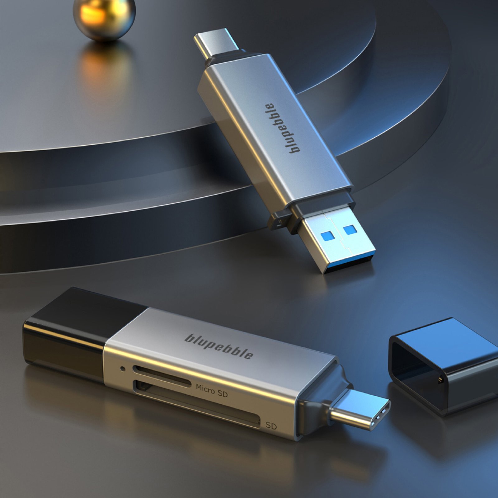 BLUPEBBLE USB3.0 A+USB TYPE C CARD READER BP-ACMCD2AG-GY thumbnail 15