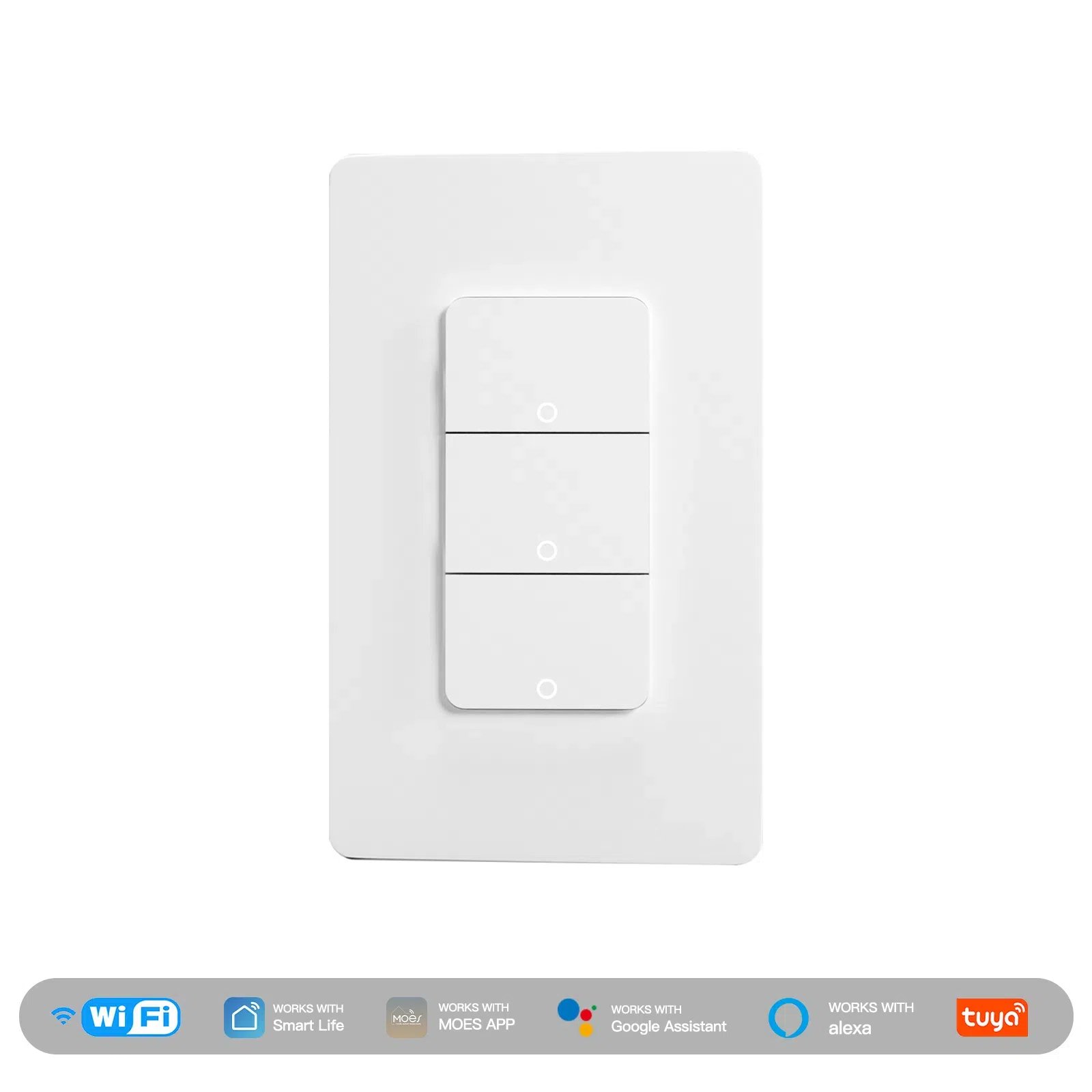 WiFi Smart In-Wall Light Switch (WS-B-US) - White, 1/2/3/4 Gang Options, Push Button, App-Controlled thumbnail 7
