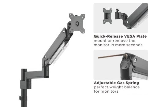 GAMEON GO-2083 POLE MOUNTED GAS SPRING DUAL MONITOR ARM 17-35-INCH BLACK thumbnail 15